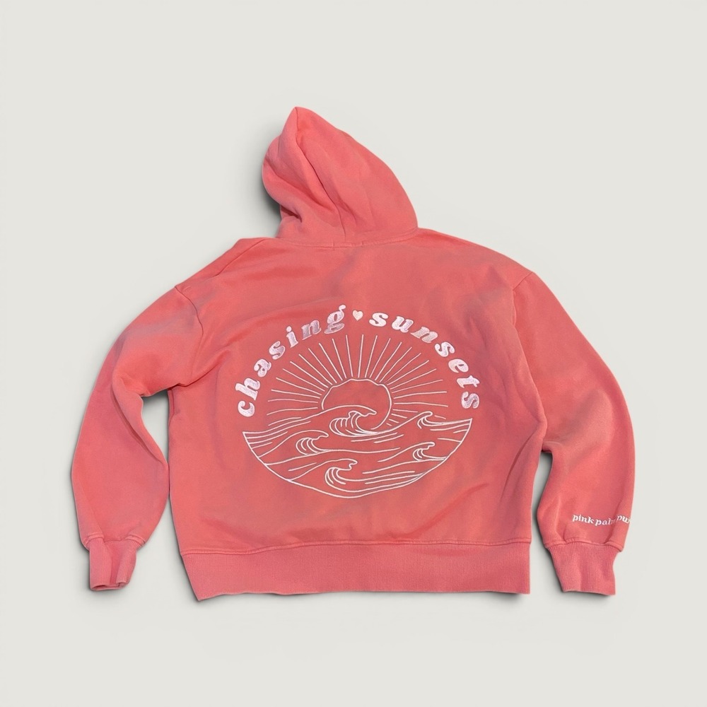 Pink Palm Puff Amare Pink Chasing Sunsets Rare Sweatshirt Hoodie Embroidered XS